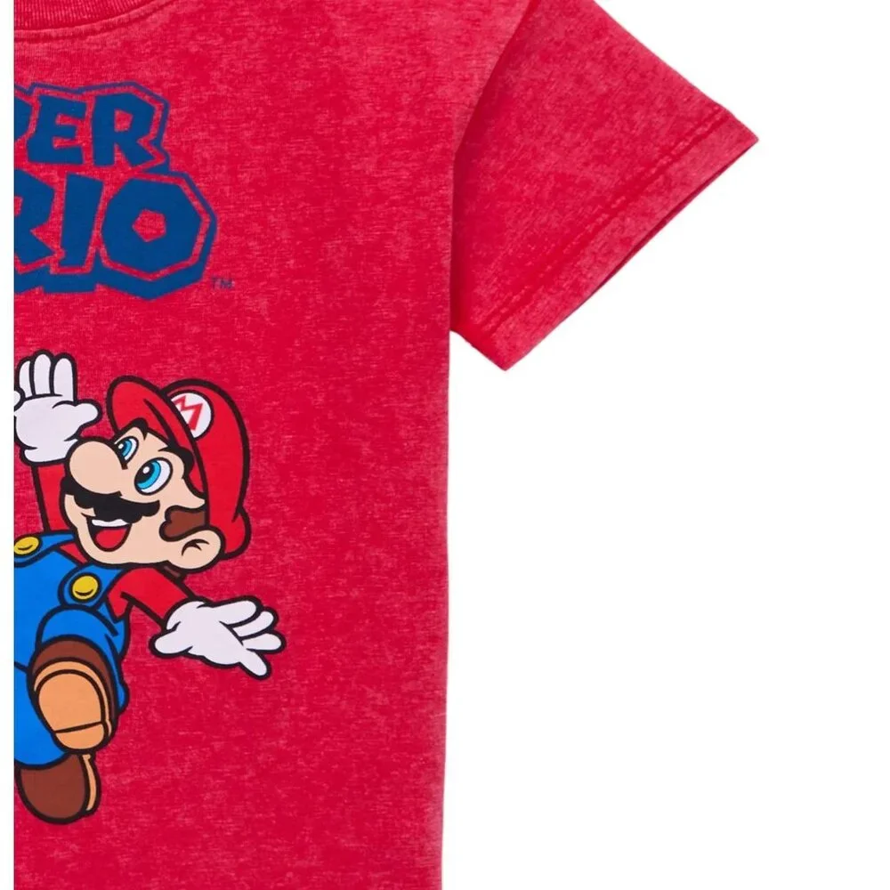 Nintendo SUPER MARIO TODDLER BOYS Shirt SIZE 3T Red Mineral Washed NEW